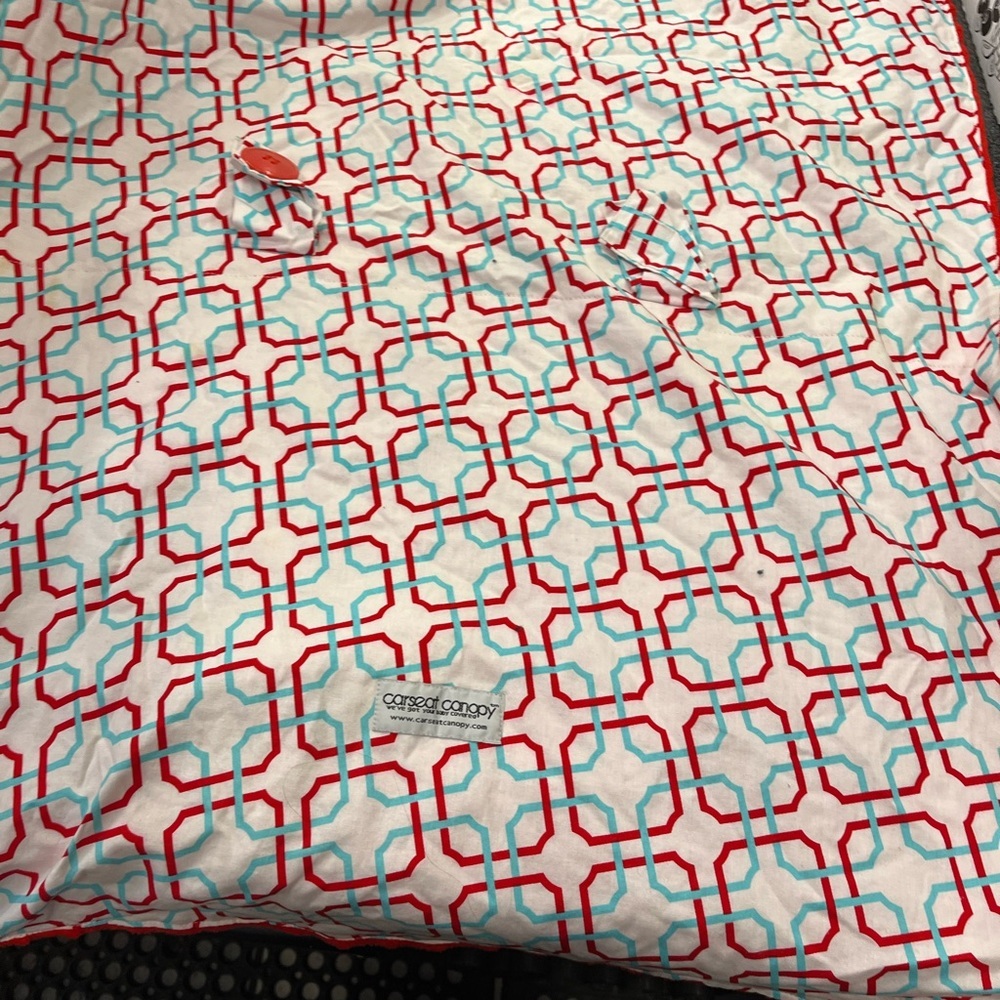 Carseat Canopy Kids Red & Aqua Geometric Car Seat Canopy - Picture 2 of 3